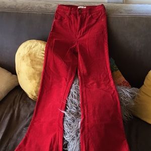 ROLLA’S Eastcoast Highrise Flares in red corduroy